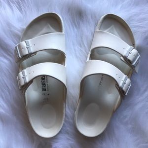 White Plastic Birkenstocks 36